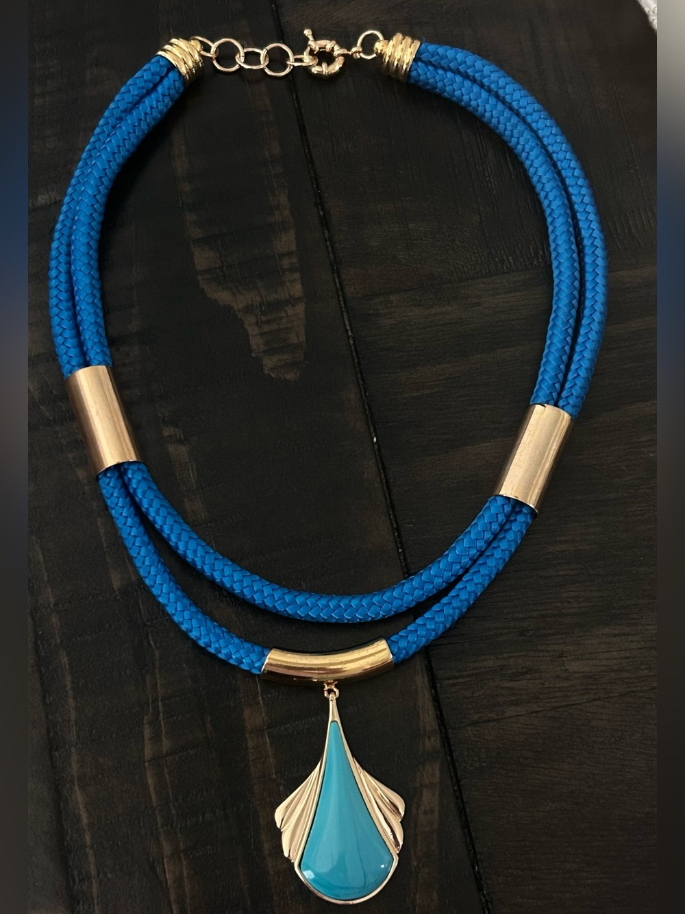 18kGold heavy plated -Accent Blue Pendant Necklace
